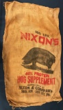 NIXON'S HOG SUPPLEMENT BURLAP SACK--OMAHA, NE--SIOUX CITY, IA