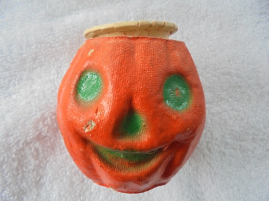 OLD PAPER MACHE HALLOWEEN PUMPKIN-ODD SMALL SIZE