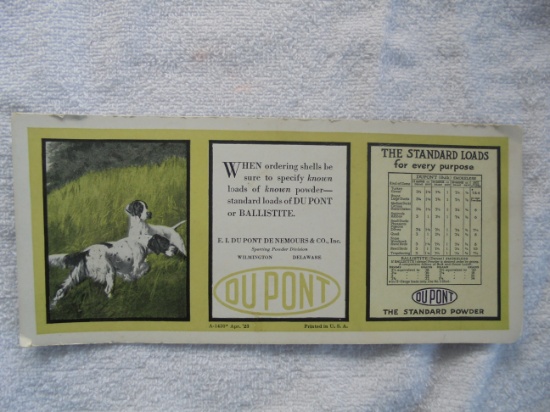EARLY ADVERTISING INK BLOTTER FROM "DUPONT POWDER"-WITH GRAPHIC
