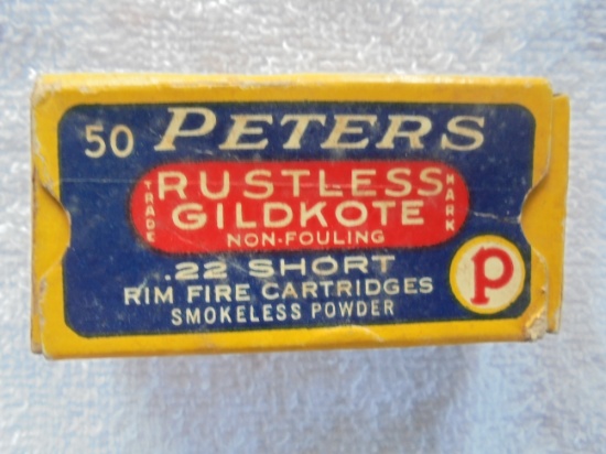 OLD PETERS 22 CAL. SHELL BOX "RUSTLESS GILDKOTE"