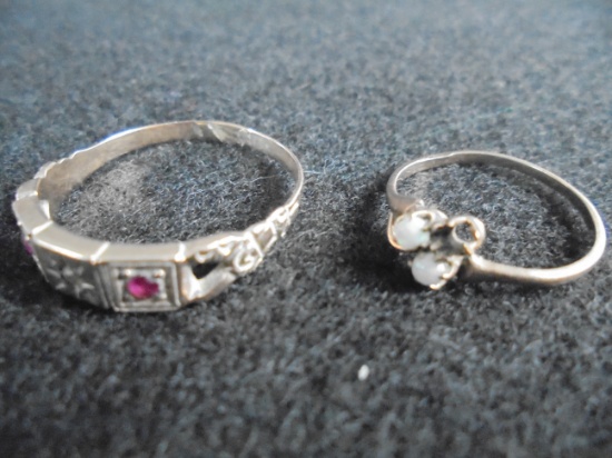 TWO LADY'S RINGS-LOOKS LIKE GOLD BUT WE ARE UNSURE
