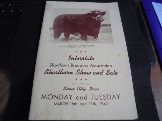 1942 SHORTHORN BREEDERS ASSN. SHOW & SALE BOOKLET - SIOUX CITY STOCK YARDS EVENT