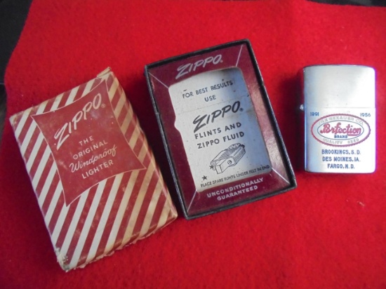 1956 DATED "PERFECTION BRAND" SEED--SEXAUER CO. BROOKINGS S.D.-DES MOINES-FARGO, N.D. ADV. ZIPPO