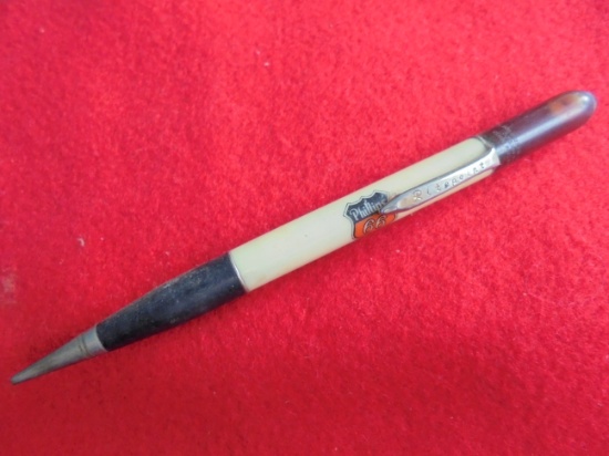 EARLY "PHILLIPS 66" ADVERTISING MECH. PENCIL WITH OIL SAMPLE TOP