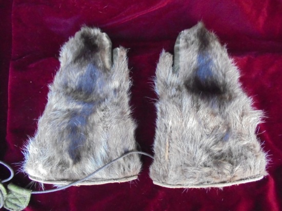 OLD "FUR COVERED" MILITARY MITTENS