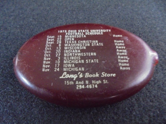 1973 OHIO STATE UNIVERSITY "FOOTBALL SCHEDULE" COIN HOLDER