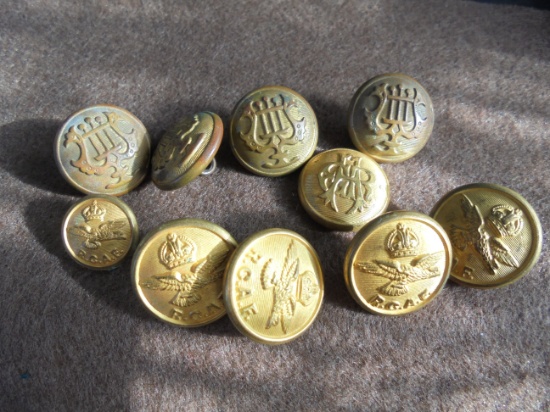 (10) OLD UNIFORM BUTTONS-SOME BRITISH ?