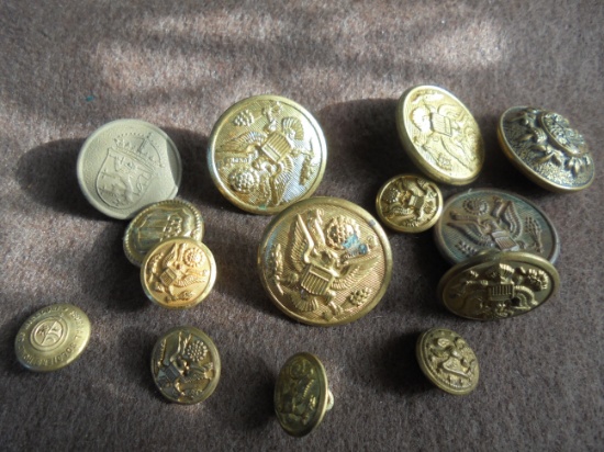 (14) OLD MILITARY UNIFORM BUTTONS