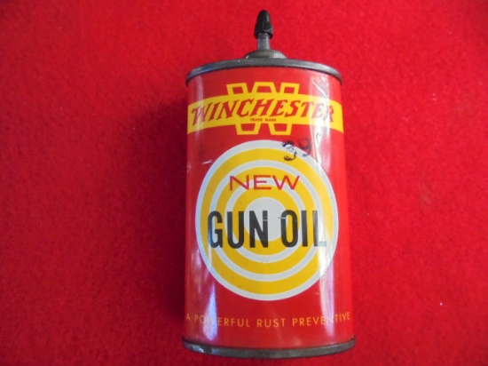 OLD OVAL SHAPED "WINCHESTER GUN OIL" CAN-VERY CLEAN AND GRAPHIC