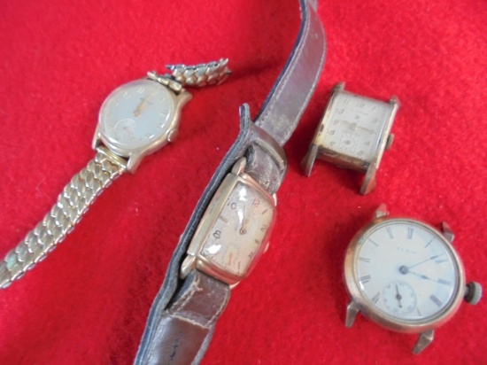 (4) OLD MEN'S WATCHES FOR RESTORATION OR PARTS