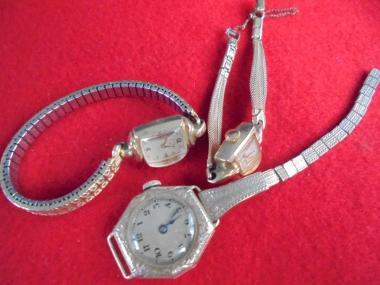 (3) OLD LADY'S WATCHES-2 GOLD FILLED & ONE 14K-SOLD "AS IS"
