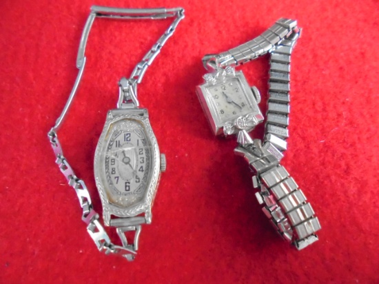 (2) SMALL LADY'S WRIST WATCHES-SOLD AS FOUND-14K CASES