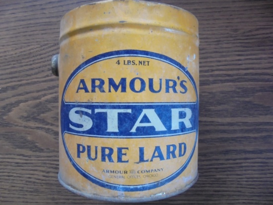 OLD ADVERTISING TIN WITH NO LID "ARMOUR'S STAR PURE LARD"