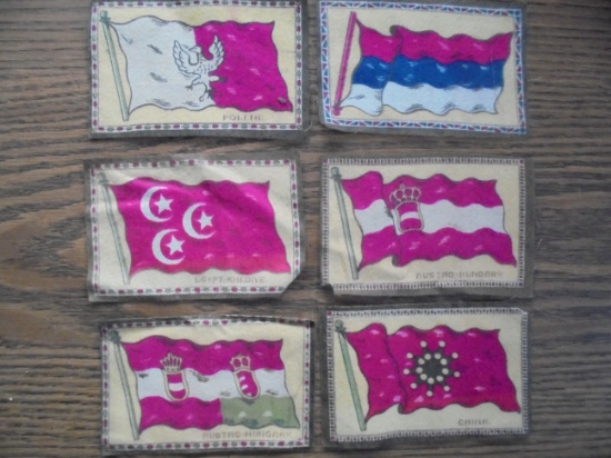 (6) OLD CIGAR BOX FELT FLAGS-QUITE EARLY