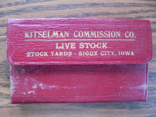 1925 "KITSELMAN COMM. CO." SIOUX CITY STOCK YARDS POCKET LEDGER