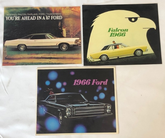 THREE FORD SALES BROCHURES - 1966 & 1967 -- INCLUDING FORD FALCON BROCHURE