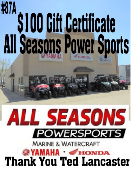 All Season Power Sports - $100 Gift Certificate