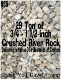 29 Ton of ¾-1 ½ Inch Crushed River Rock Delivered within a 30 Mile Radius of Crofton