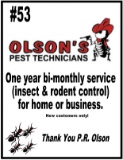 Olson’s Pest Technicians Pest Control for a Year