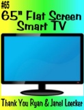 Large 65” Flat Screen Smart TV