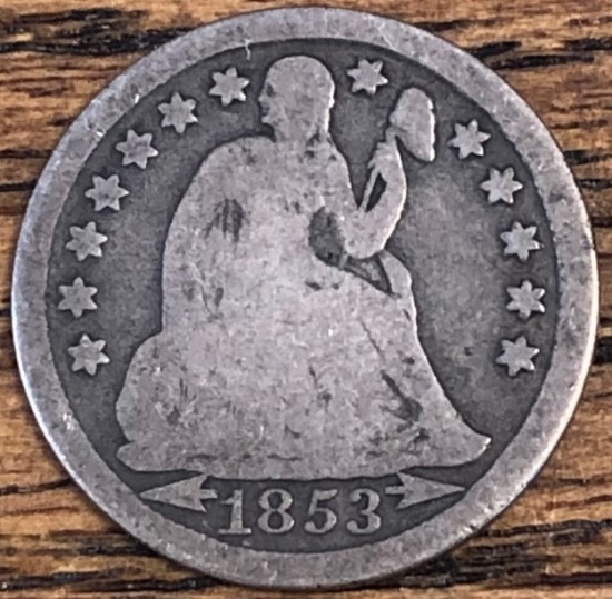 1853 Seated Liberty Dime With Arrows