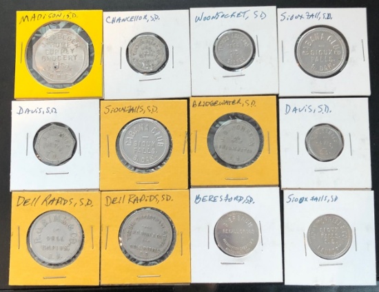 Set of (12) Trade Tokens - All from South Dakota