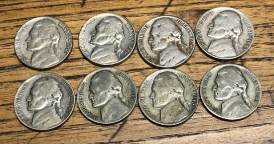 (8) Old Jefferson Nickels - Including Some Silver