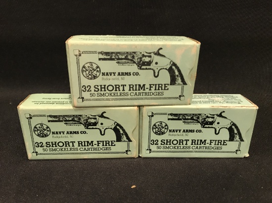 (3) Boxes of Navy Arms Co. .32 Short Rimfire Smokeless
