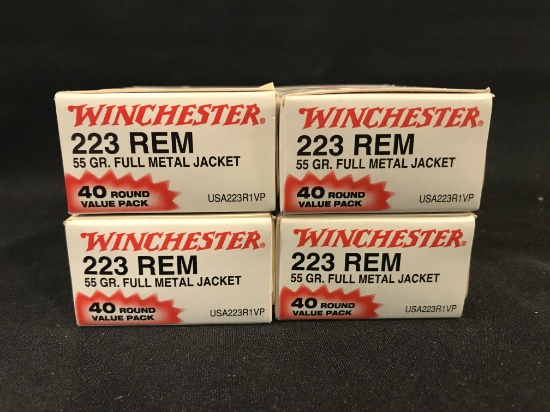 (4) Winchester 223 Rem 55gr FMJ 40rd Value Packs