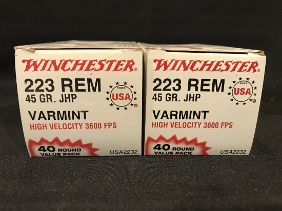 (2) Winchester 223 Rem 45gr Varmint 40rd Value Packs