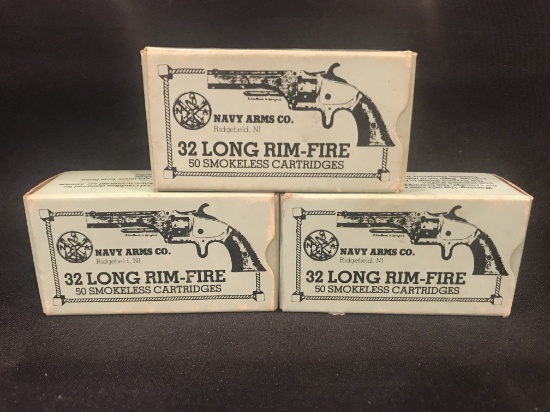 (3) Boxes of Navy Arms Co. .32 Long Rimfire Smokeless