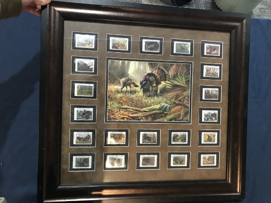 Framed Wild Turkey Stamp Collection