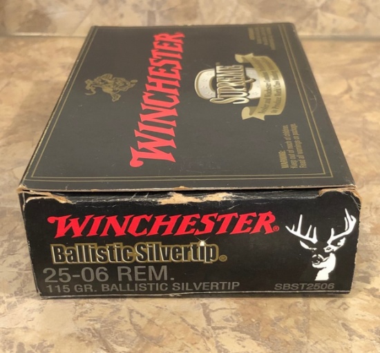 Box of Winchester 25-06 Rem. - 115Gr. Ballistic Silvertip