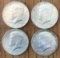 (4) Silver Kennedy Half Dollars -- 1964 & 1964-D