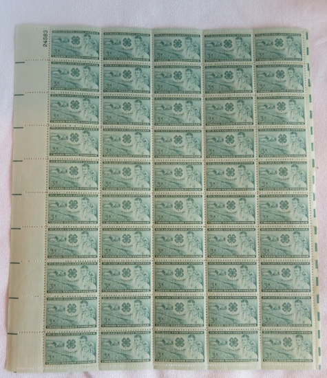 SHEET OF 3 CENT STAMPS - 4-H CLUBS - TO MAKE THE BEST BETTER