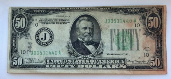 Series 1934-A $50 Federal Reserve Note