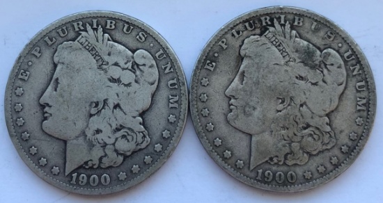 Set of (2) 1900-O Morgan Silver Dollars