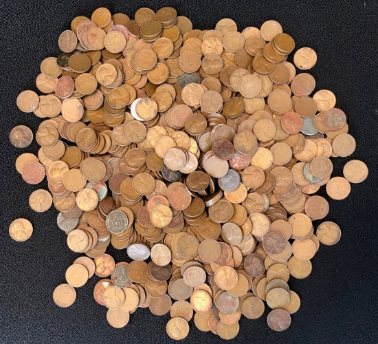 Large Lot of (1000) Wheat Cents - Mixed Dates
