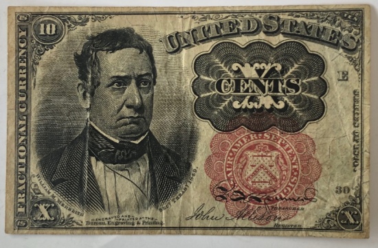 1874 United States 10 Cent Fractional Note