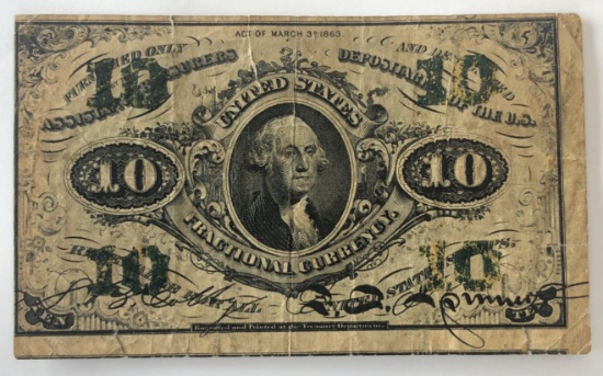 1863 United States 10 Cent Fractional Currency Note