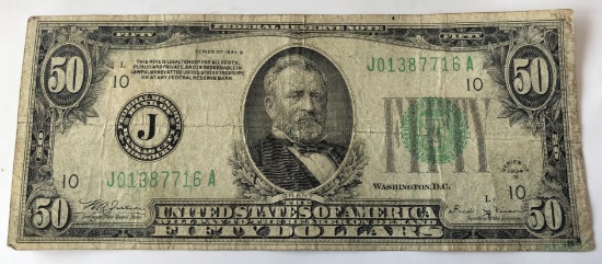 Series 1934-B $50 Federal Reserve Note