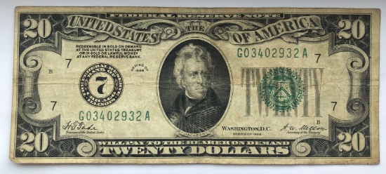 Series of 1928 United States $20 Federal Reserve Note