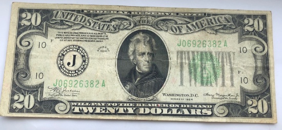 Series of 1934 United States $20 Federal Reserve Note