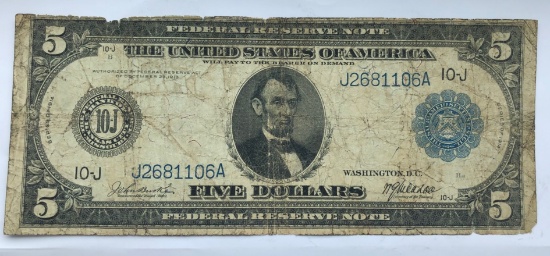 1914 $5 Federal Reserve Bank of Kansas City Large Size Note