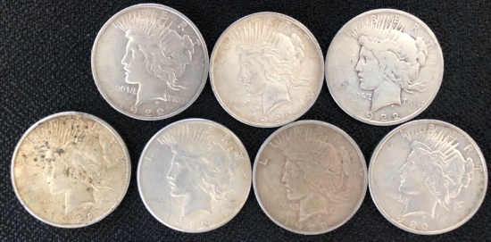 (7) US Peace Silver Dollars -- 1922-D & 1922-S
