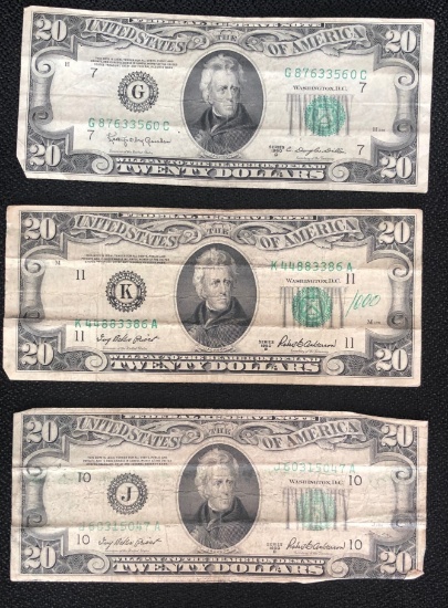 (3) Series 1950 $20 Federal Reserve Notes