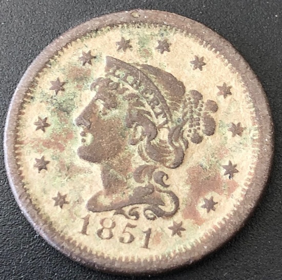 1851 United States Braided Hair Large Cent