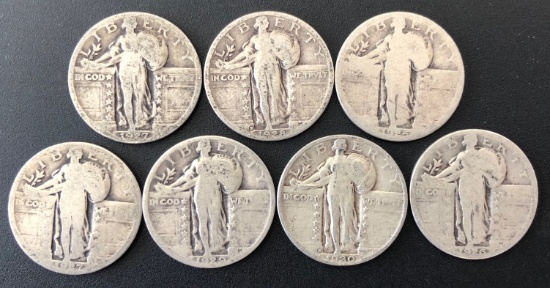 Set of (7) Standing Liberty Quarters