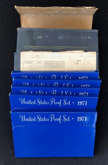 (5) 1971 United States Proof Sets -- In Original Shipping Box