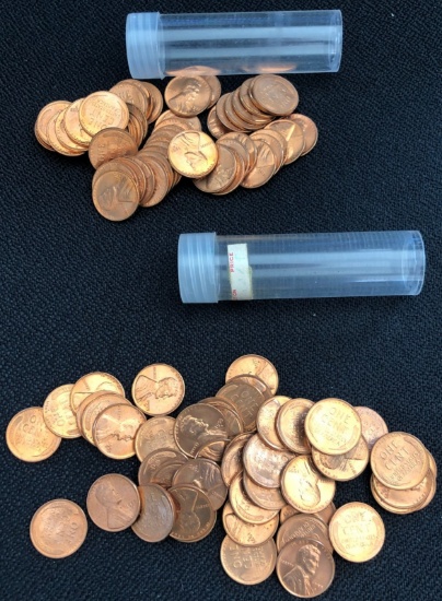 (2) Rolls of 1955-D Wheat Cents -- Uncirculated